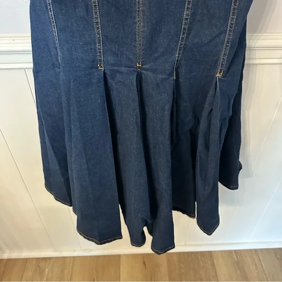Tractr Women’s V-Neck Tank Dark Wash Denim Zip Up Back Hi/Lo Dress Sz XL NWT